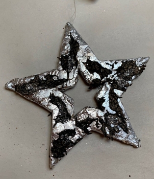 Flechten Stern silber, mit Glitter